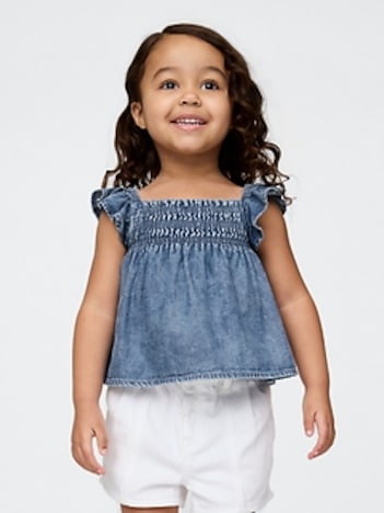 Baby & Toddler Denim Ruffle Top