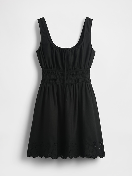 Image number 4 showing, Linen-Blend Smocked Mini Dress