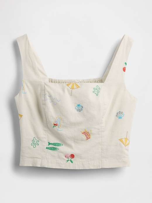 Image number 4 showing, Linen-Blend Crop Top