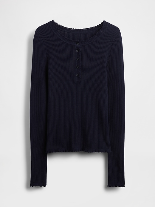 Image number 5 showing, Pointelle Henley Sweater Top