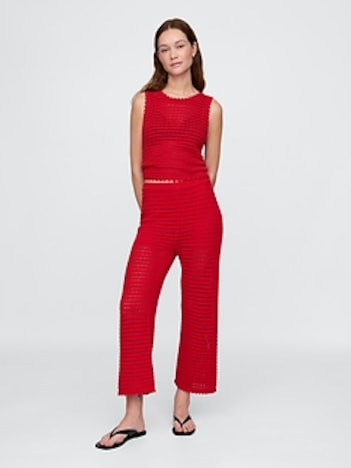 100% Cotton Crochet Ankle Pants