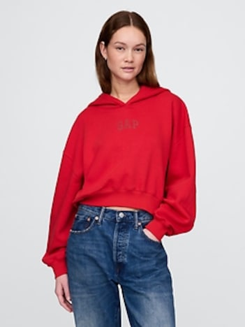 VintageSoft Crop Logo Hoodie