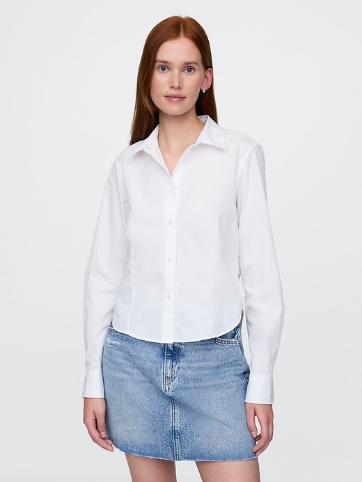 Image number 1 showing, Organic Cotton Fitted Crop Shirt