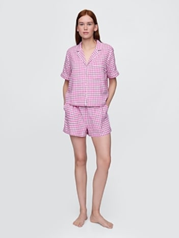 Linen-Blend PJ Shorts