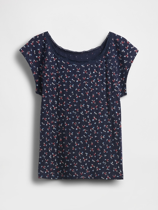 Image number 2 showing, Kids Lace-Trim Pointelle T-Shirt