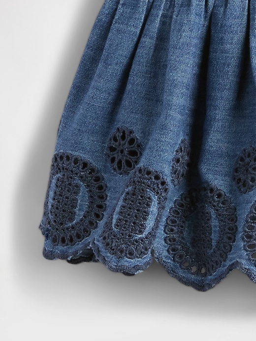 Image number 3 showing, Baby Denim Eyelet Outfit Set