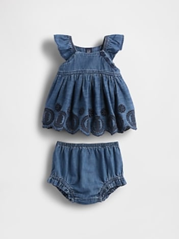 Baby Denim Eyelet Outfit Set