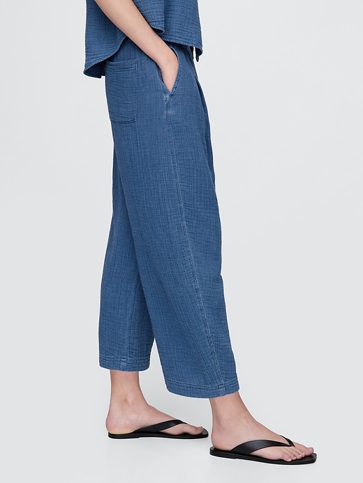 Image number 3 showing, Cotton Gauze Denim Easy Barrel Pants