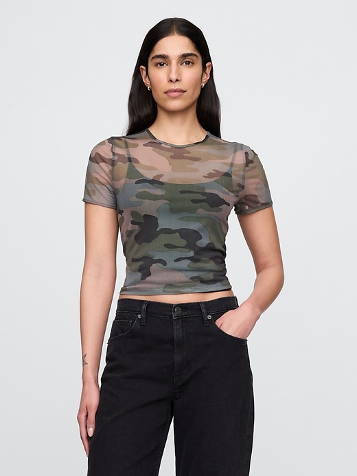 Image number 1 showing, Mesh Crop T-Shirt