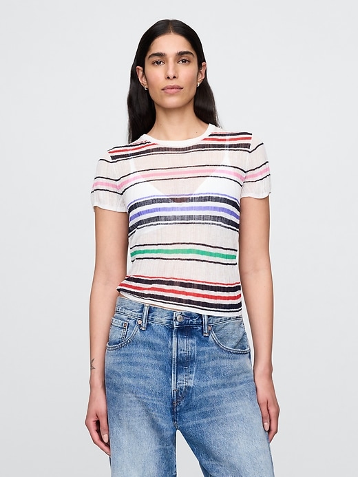 Image number 1 showing, Sheer Rib Sweater T-Shirt
