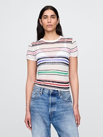 Sheer Rib Sweater T-Shirt