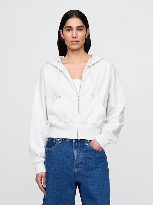 Image number 1 showing, French Terry Oversized Zip Wedge Hoodie