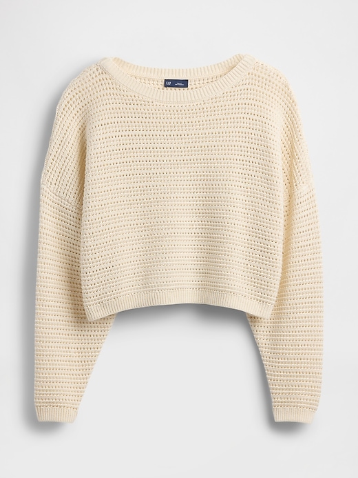 Image number 4 showing, Crochet Boatneck Crop Sweater
