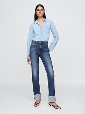 High Rise Cuffed '90s Straight Jeans