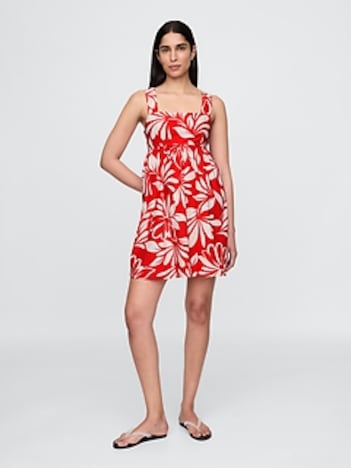 Poplin Tie-Back Mini Dress
