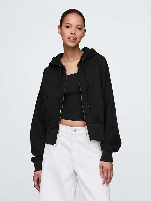 Image number 1 showing, French Terry Oversized Zip Wedge Hoodie