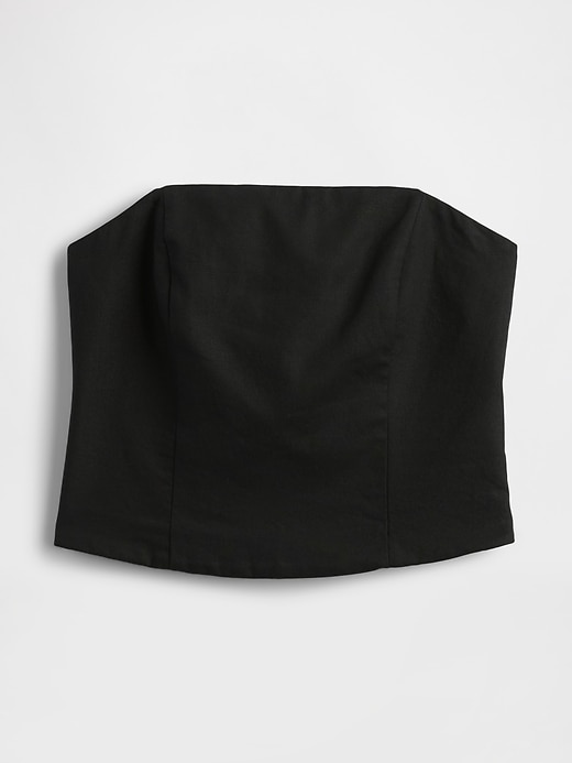 Image number 4 showing, Linen-Blend Strapless Corset Crop Top