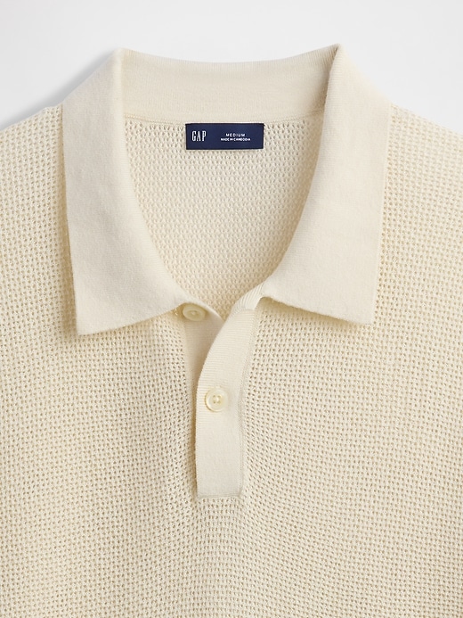Image number 5 showing, Textured Crochet Polo Sweater