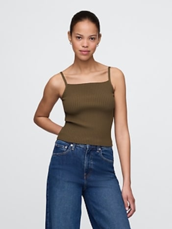 Cropped Rib Sweater Tank Top