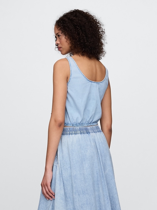 Image number 3 showing, Denim Cinched-Hem Crop Top