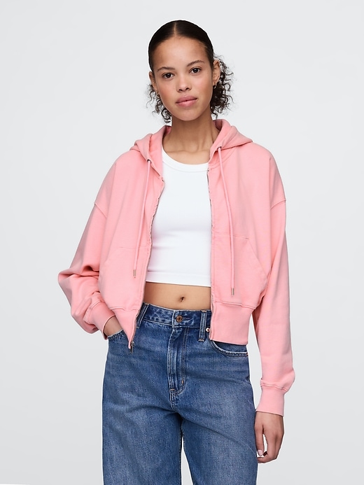 Image number 1 showing, French Terry Oversized Zip Wedge Hoodie