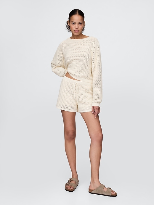 Image number 2 showing, Crochet Boatneck Crop Sweater