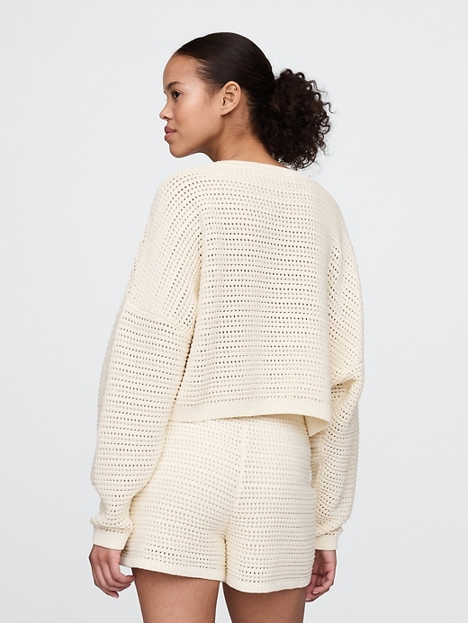 Image number 3 showing, Crochet Boatneck Crop Sweater