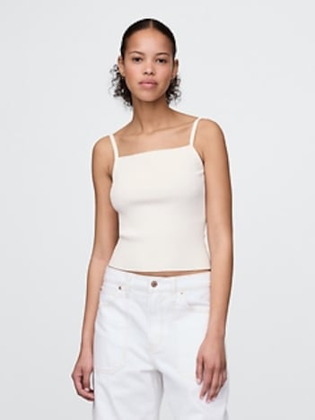 Cropped Rib Sweater Tank Top