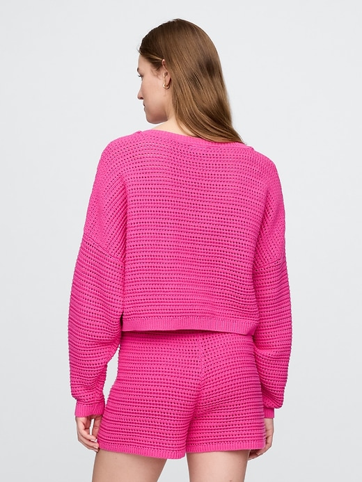 Image number 3 showing, Crochet Boatneck Crop Sweater