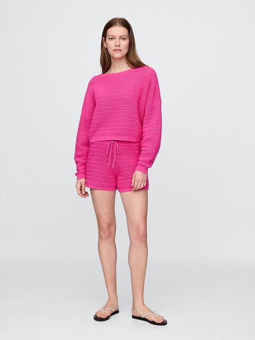 Image number 2 showing, Crochet Boatneck Crop Sweater