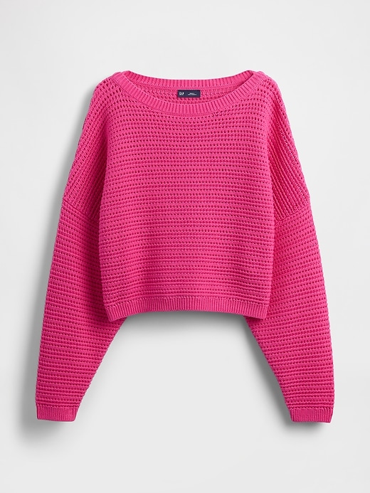 Image number 4 showing, Crochet Boatneck Crop Sweater