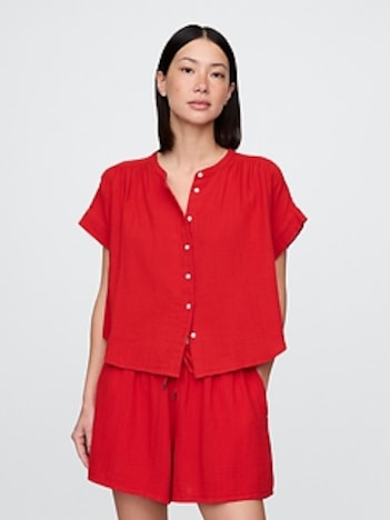 Crinkle Gauze Dolman Shirt