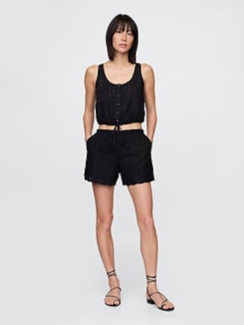 High Rise Eyelet Easy Shorts