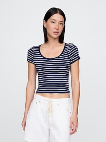 Modern Cropped Cap-Sleeve T-Shirt