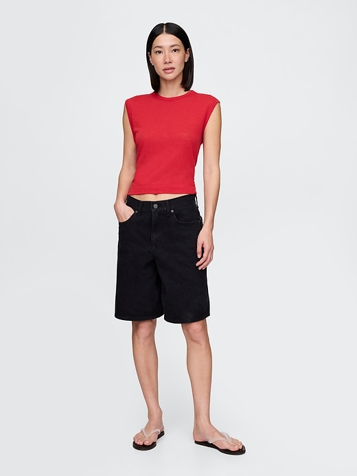 Image number 2 showing, Linen-Blend Crewneck Shell Tank Top