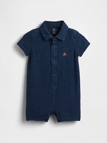 Baby Crinkle Gauze Pocket Shorty One-Piece