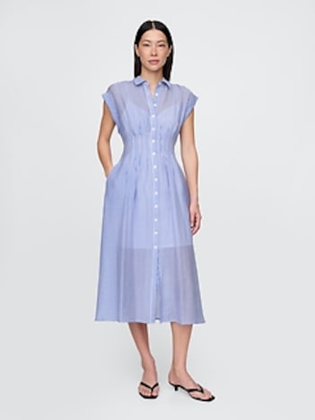 Sheer Midi Shirtdress