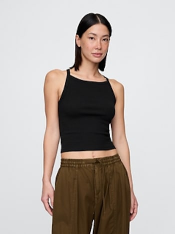 Modern Apron-Neck Crop Tank Top