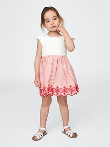 Baby & Toddler Mixed Media Flutter-Sleeve Dress