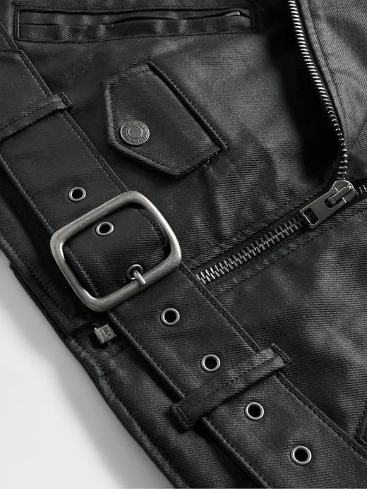 Image number 5 showing, GapStudio Coated Denim Crop Moto Jacket