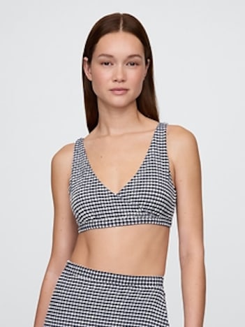 Seersucker Gingham Crossover Bikini Top