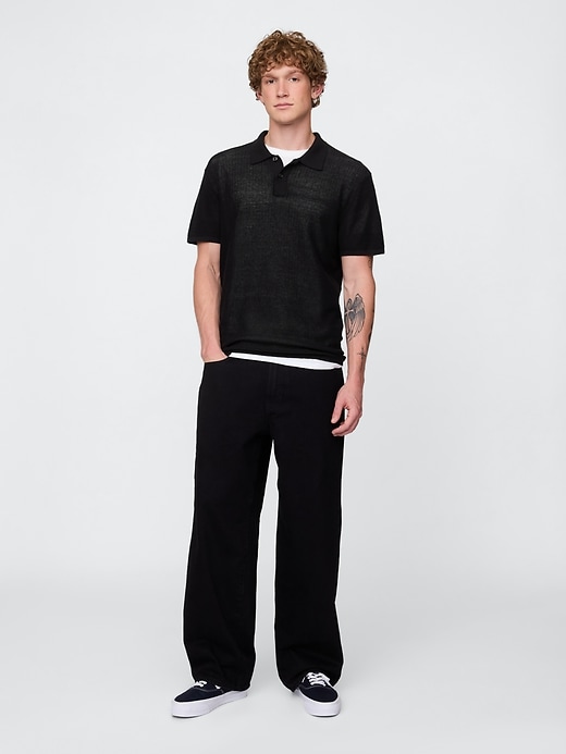 Image number 2 showing, Textured Crochet Polo Sweater