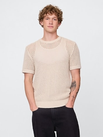 Crochet Mesh Crewneck T-Shirt