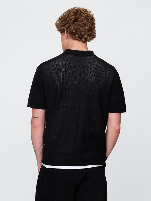Image number 3 showing, Textured Crochet Polo Sweater