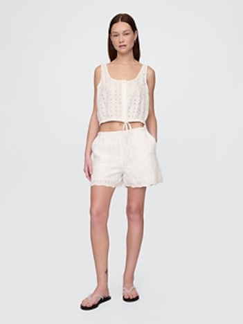 High Rise Eyelet Easy Shorts