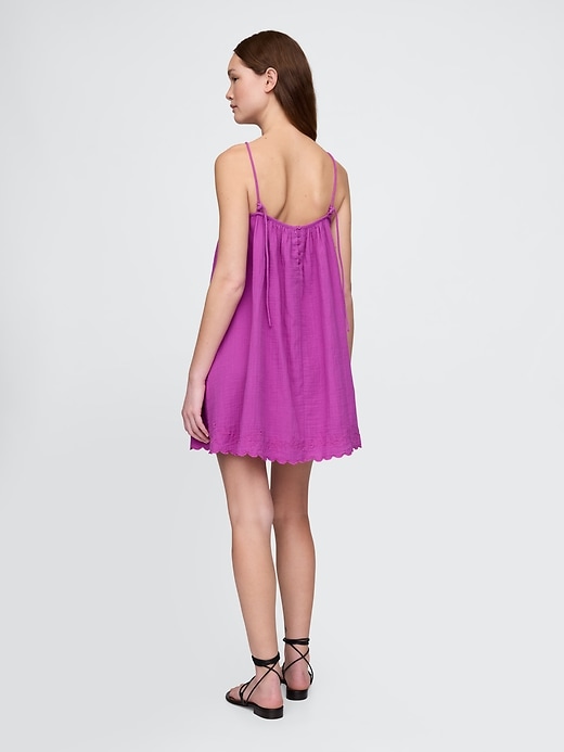 Image number 2 showing, Cotton Gauze Embroidered Swing Dress