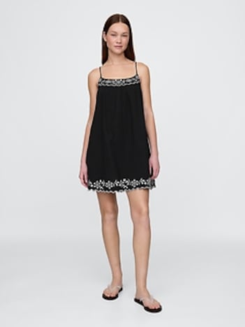 Cotton Gauze Embroidered Swing Dress