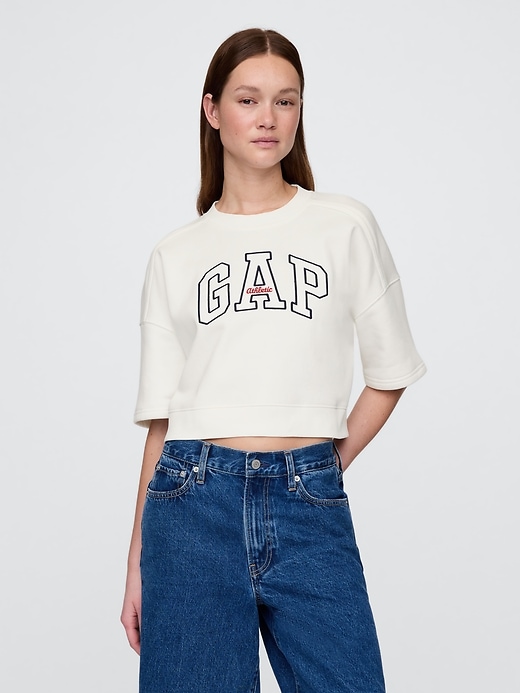 Image number 1 showing, VintageSoft Elbow-Sleeve Crop Sweatshirt