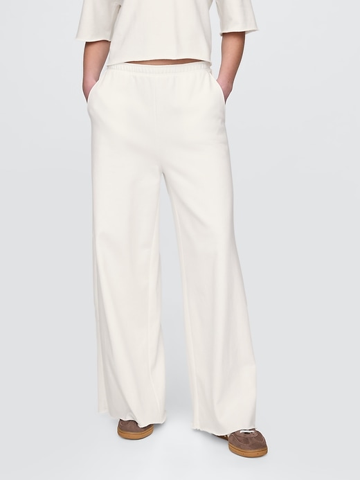 Image number 2 showing, French Terry Wide-Leg Rolled-Hem Sweatpants