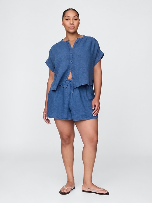 Image number 5 showing, Cotton Gauze Denim Easy Shorts